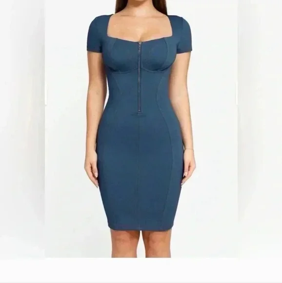 POPILUSH Shapewear Dress Denim Midi - Picture 1 of 7